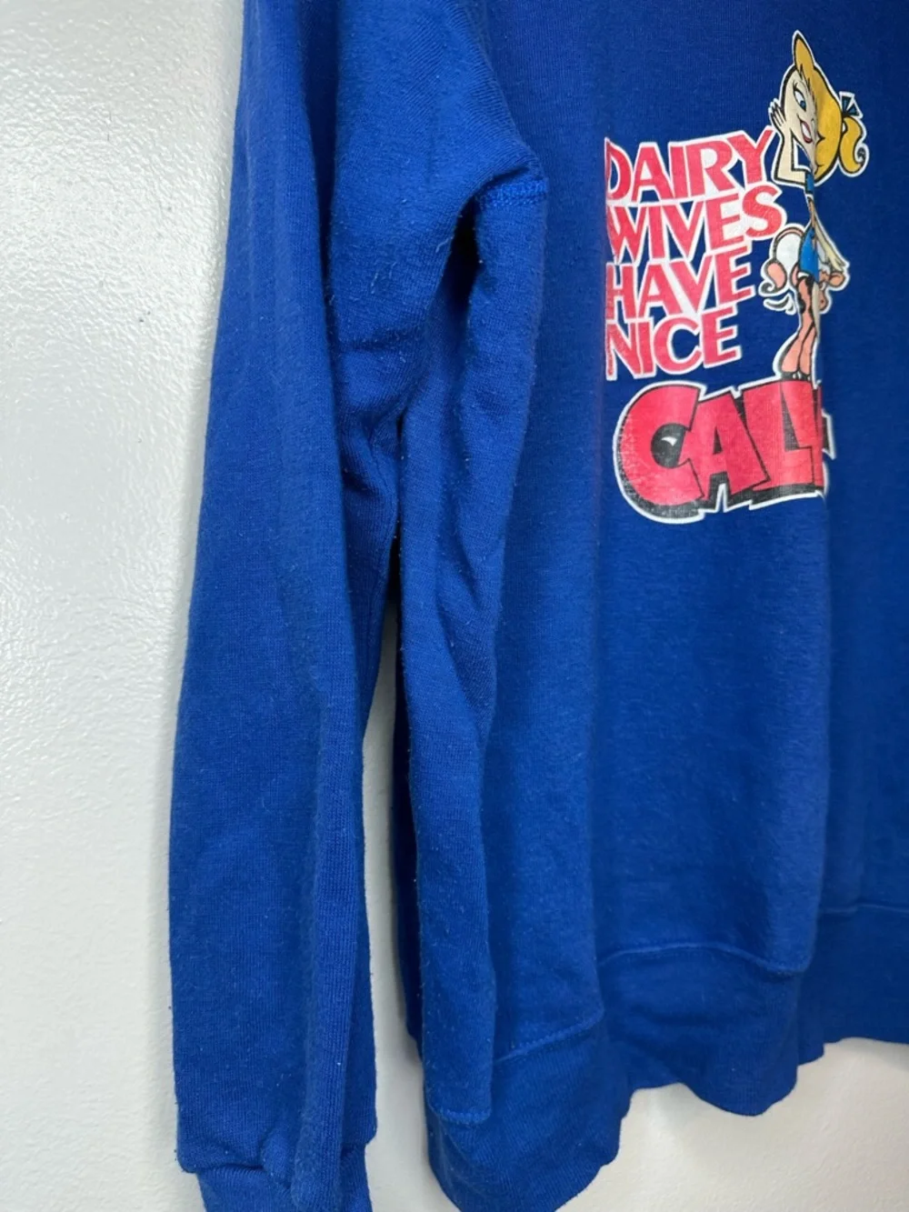 Basket Walker Vtg 80s Graphic Sweatshirt Dairy Wives Nice Calves Size L